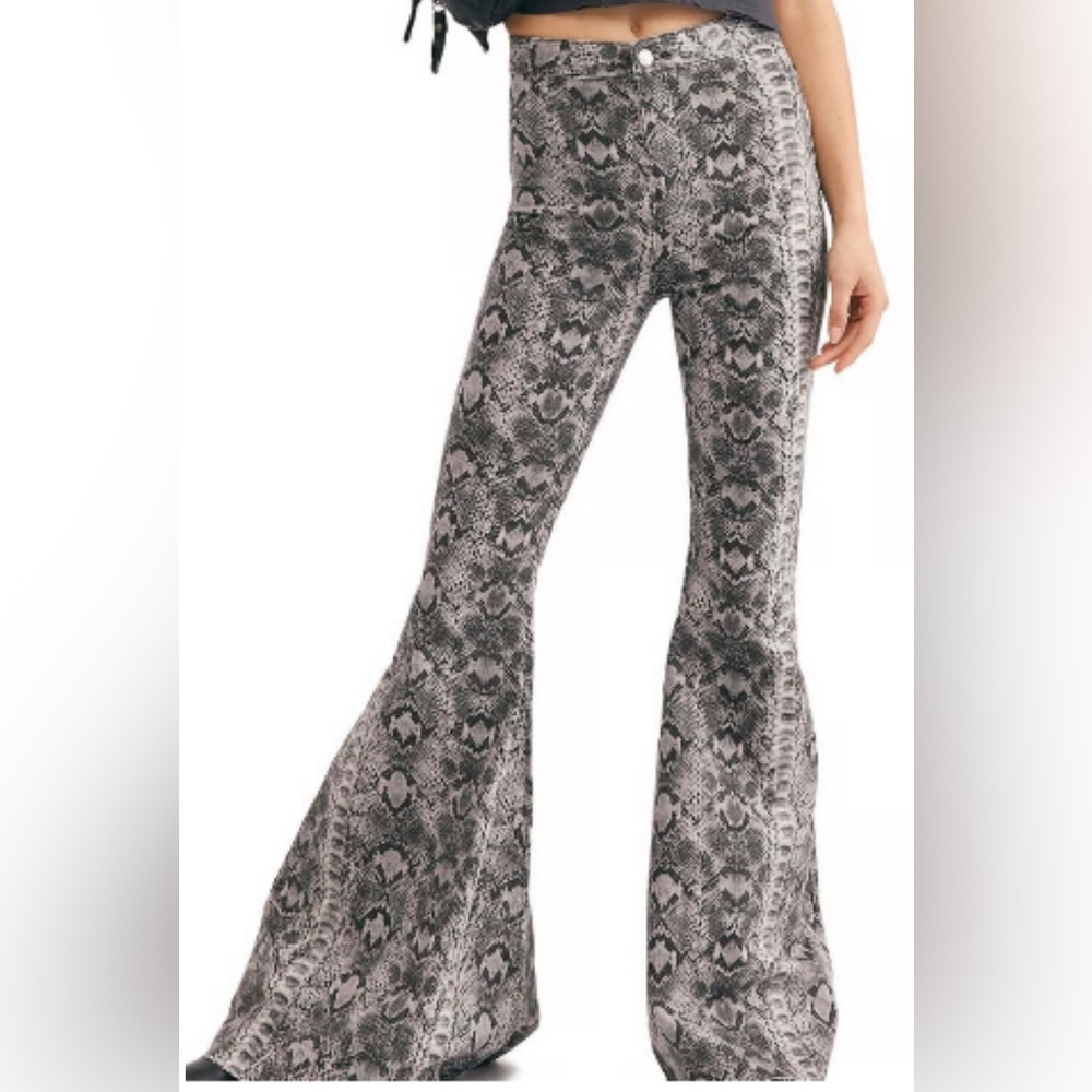 Snake Print Flared Pants Free People